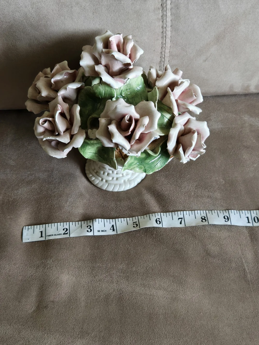 Porcelain Floral Teapot and Pink Rose Ceramic Arrangement - Home Accents